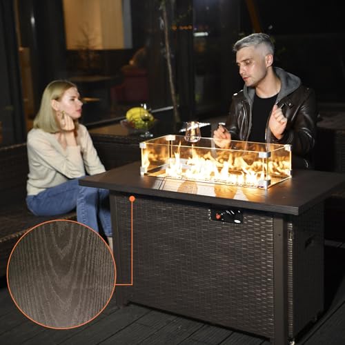 HANLIKO 42" Outdoor Propane Gas Fire Pit Table