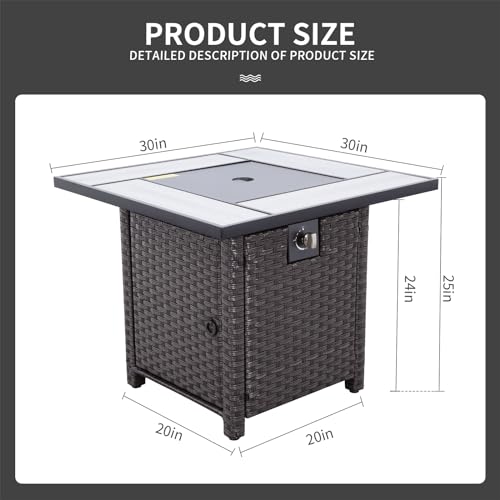 30" Wicker Gas Fire Pit Table for Outdoor Gatherings