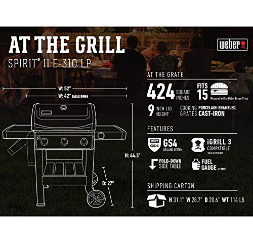 Weber Spirit II E-310 Propane Grill, Black