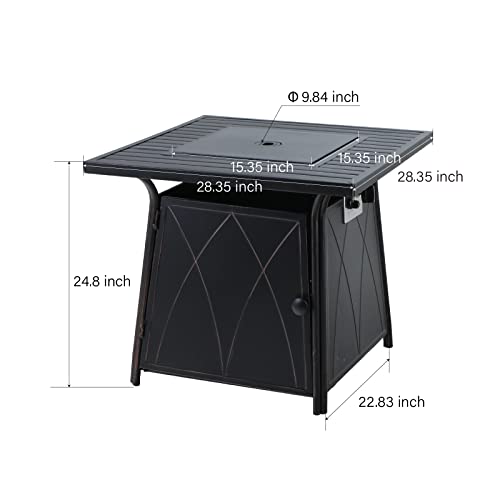 Outdoor Propane Fire Pit Table with Blue Fire Glass