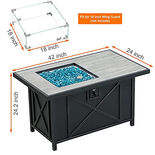 42 inch Propane Gas Fire Pit Table with Fire Glass