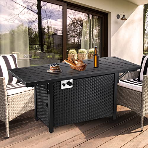 55" Propane Fire Pit Table with Glass Stone