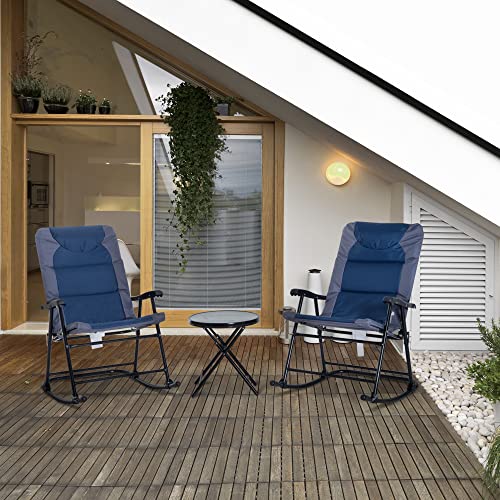Outsunny 3 Piece Patio Furniture Set, Folding Rocking Chairs
