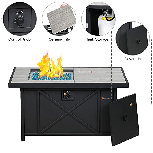 42 inch Propane Gas Fire Pit Table with Fire Glass