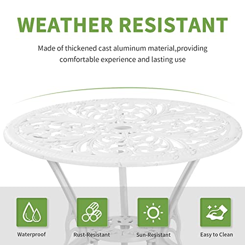 Withniture 3-Piece Outdoor Bistro Set with Umbrella Hole