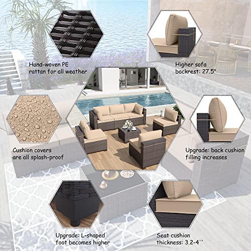 ALPHA 8pc Patio Set w/Pyramid Heater & Cushions