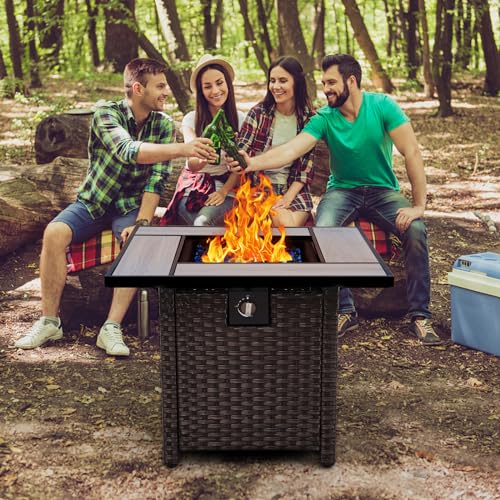 30" Wicker Gas Fire Pit Table for Outdoor Gatherings