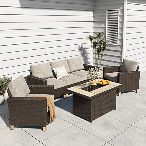 CSA Approved Gas Fire Pit Table with Tile & Wicker Base