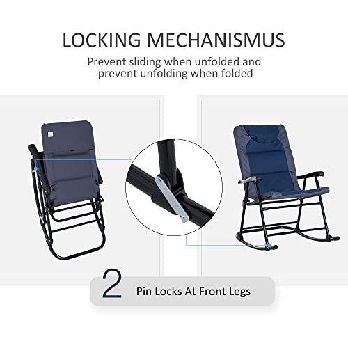 Outsunny 3 Piece Patio Furniture Set, Folding Rocking Chairs