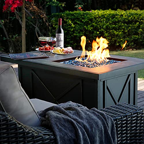 42 inch Propane Gas Fire Pit Table with Fire Glass