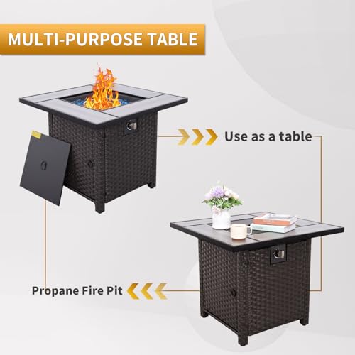 30" Wicker Gas Fire Pit Table for Outdoor Gatherings