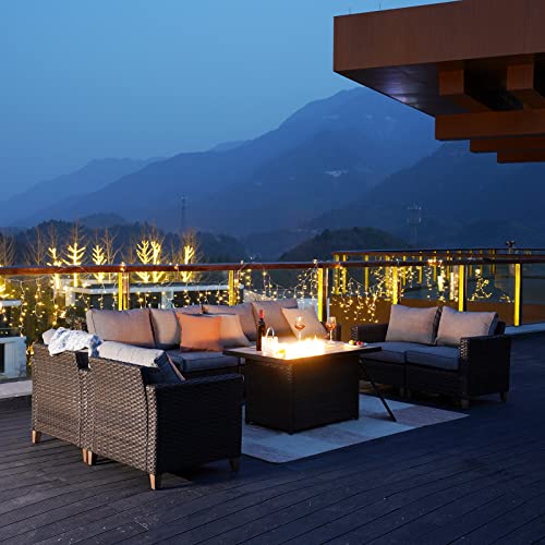 CSA Approved Gas Fire Pit Table with Tile & Wicker Base