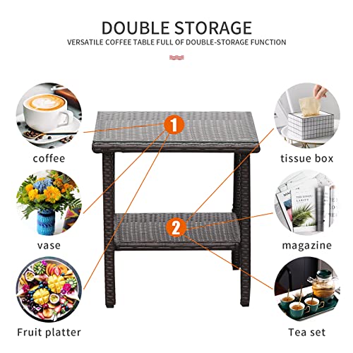 Outdoor Rocking Chair Set with Coffee Table & Cushion