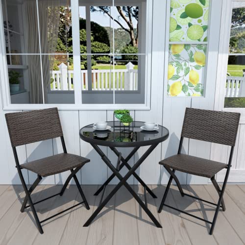 3-Piece Wicker Bistro Set for Outdoor Spaces