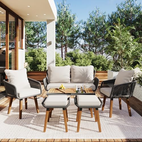 LZ LEISURE ZONE 6-Piece Patio Rope Furniture Set