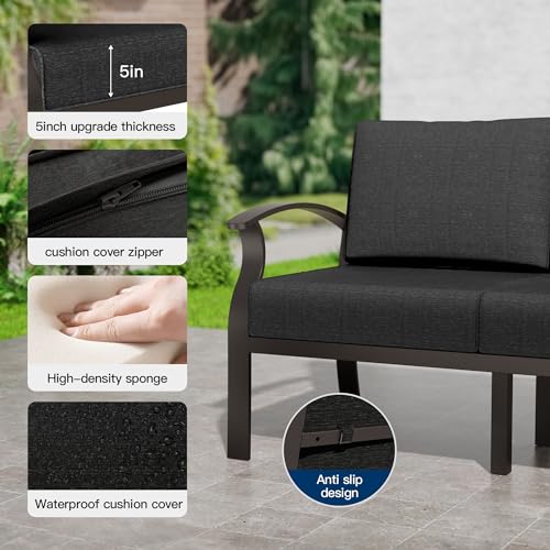 Kullavik 7-Piece Aluminum Patio Furniture Set, Deep Black