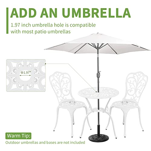 Withniture 3-Piece Outdoor Bistro Set with Umbrella Hole