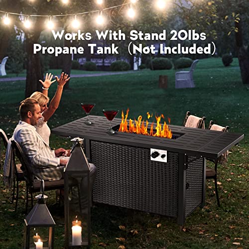55" Propane Fire Pit Table with Glass Stone