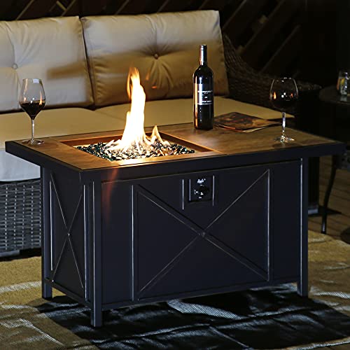 42 inch Propane Gas Fire Pit Table with Fire Glass