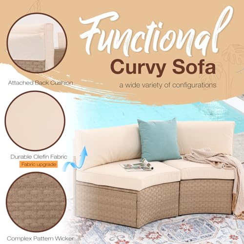 7-Piece Outdoor Sectional Set with Round Coffee Table