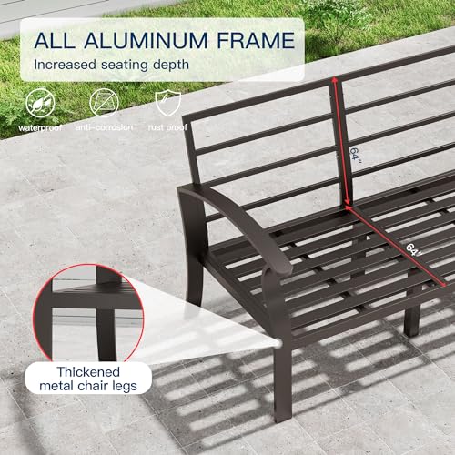 Kullavik 7-Piece Aluminum Patio Furniture Set, Deep Black