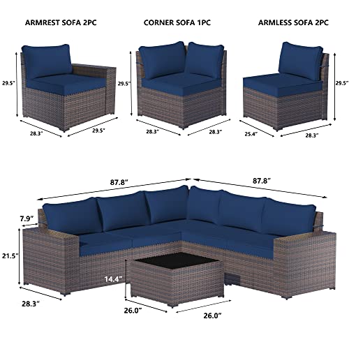Halmuz 6 Piece Outdoor Patio Sofa Set
