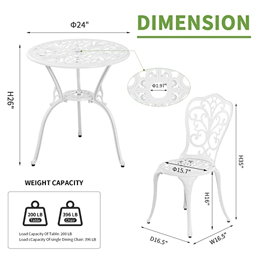 Withniture 3-Piece Outdoor Bistro Set with Umbrella Hole