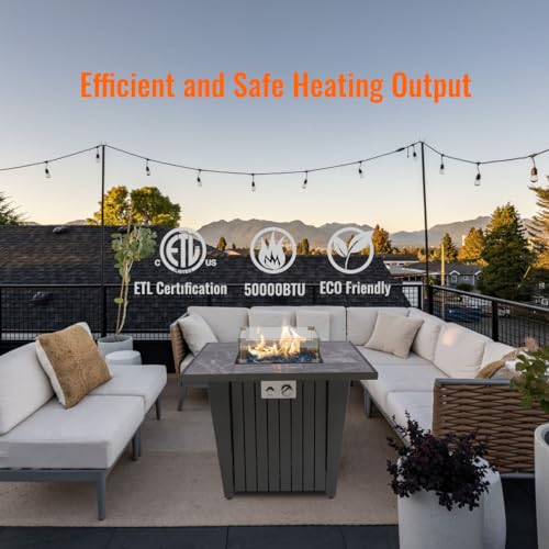 AJ 32" Propane Fire Pit Table, Marble Ceramic Top