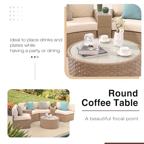 7-Piece Outdoor Sectional Set with Round Coffee Table