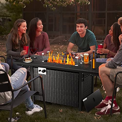 55" Propane Fire Pit Table with Glass Stone