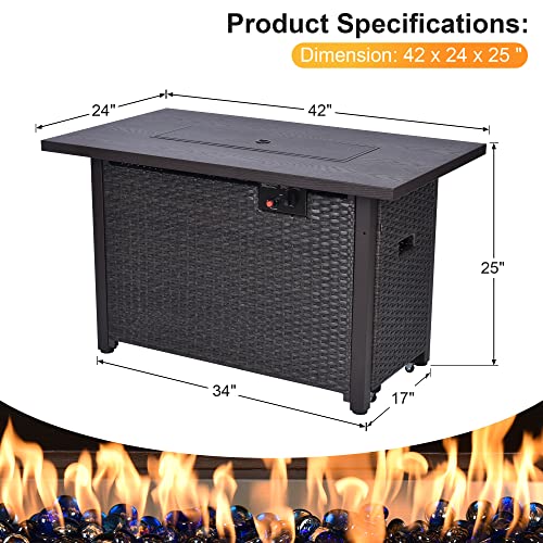 VIP Outdoor Propane Fire Pit Table 42 Inch