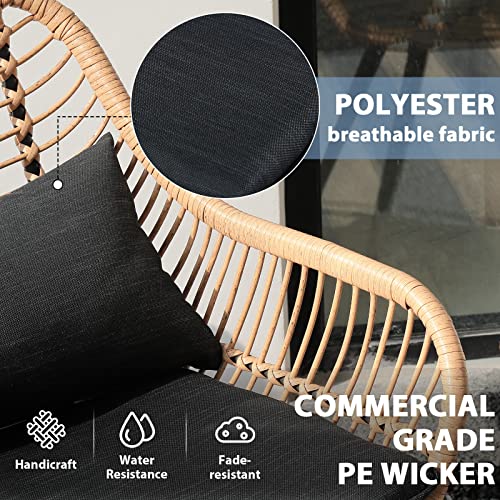 5 Piece Outdoor Wicker Furniture Set, Black