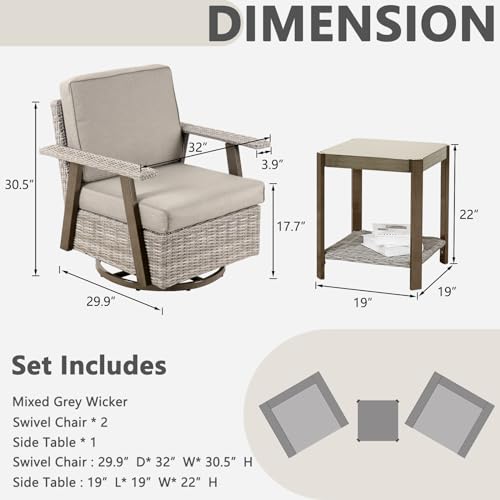 Outdoor 360° Swivel Rocker Chairs Set with Table