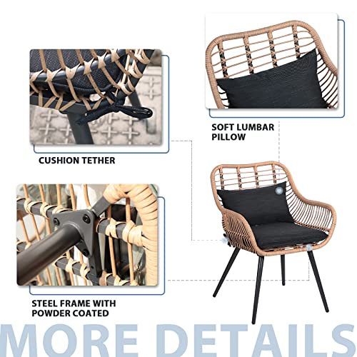 5 Piece Outdoor Wicker Furniture Set, Black