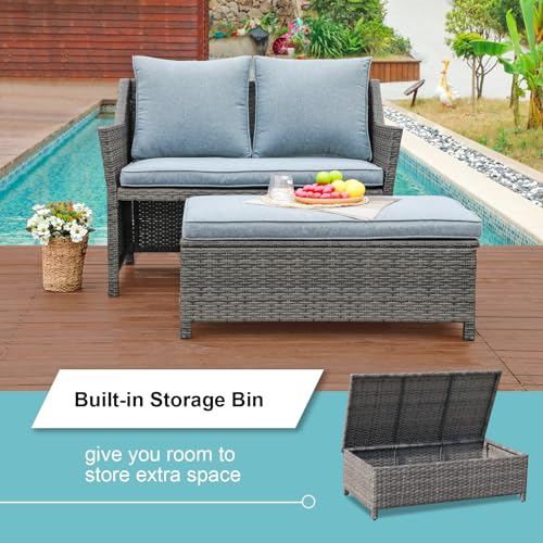 OC Orange-Casual 2-Piece Outdoor Set: Love-seat, Coffee Table