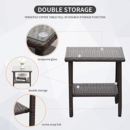 Turquoise Wicker Rocking Chair Set with Cushions