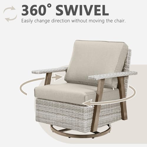 Outdoor 360° Swivel Rocker Chairs Set with Table