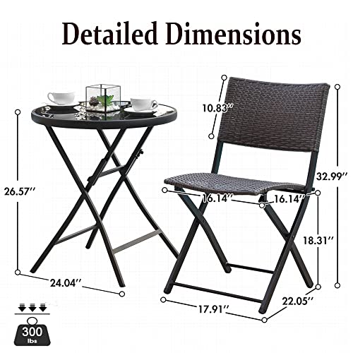 3-Piece Wicker Bistro Set for Outdoor Spaces