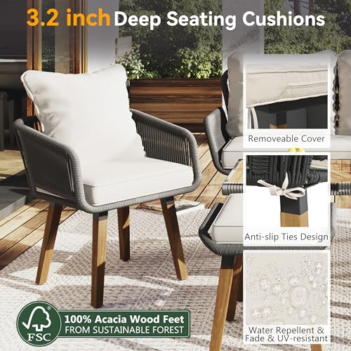 LZ LEISURE ZONE 6-Piece Patio Rope Furniture Set