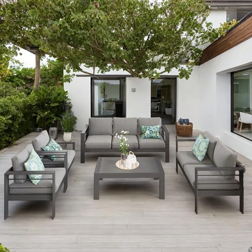 Solaste 5-Piece Modern Outdoor Patio Furniture Set, Grey