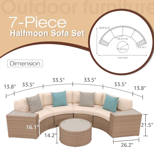 7-Piece Outdoor Sectional Set with Round Coffee Table