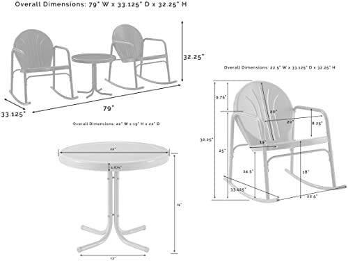 Crosley Furniture Retro 3-Piece Outdoor Seating Set