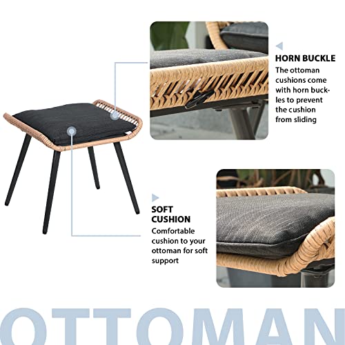 5 Piece Outdoor Wicker Furniture Set, Black