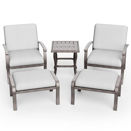 5-Piece Aluminum Outdoor Patio Set with Ottomans & Table