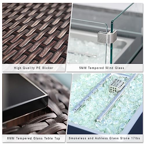 BULEXYARD 43" Patio Propane Fire Pit Table, 55,000 BTU