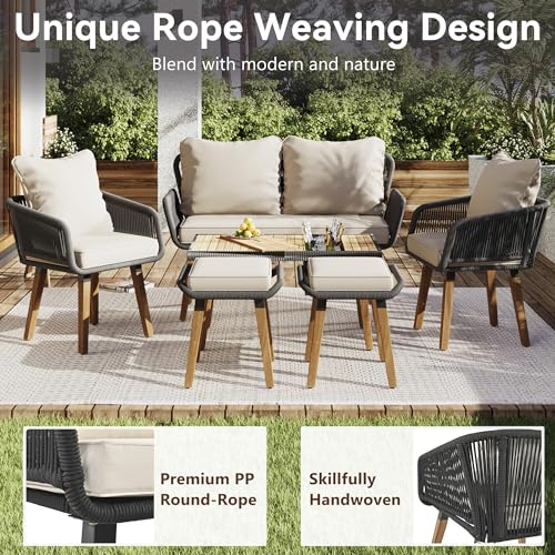 LZ LEISURE ZONE 6-Piece Patio Rope Furniture Set