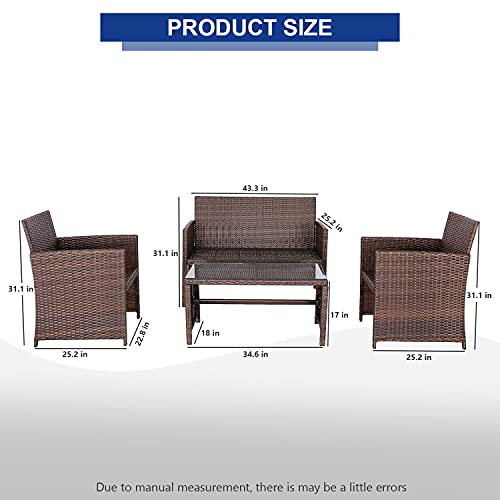 Dark Blue PE Wicker Ratten Conversation Set with Cushion