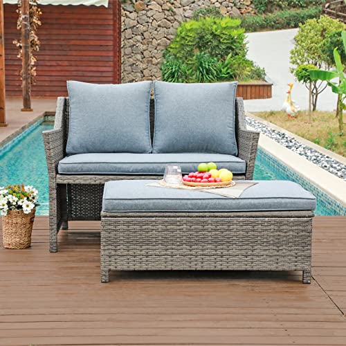 OC Orange-Casual 2-Piece Outdoor Set: Love-seat, Coffee Table