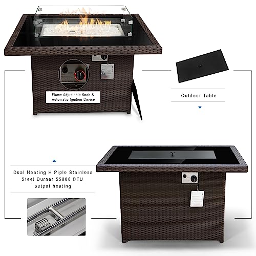 BULEXYARD 43" Patio Propane Fire Pit Table, 55,000 BTU