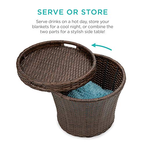 5-Piece Wicker Outdoor Patio Furniture Set - Brown/Red